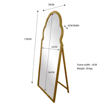 Gold Arch Mirror - Free Standing 70cm x 170cm