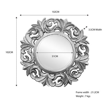 LUX Circle Mirror - Antique Silver 102cm x 102cm