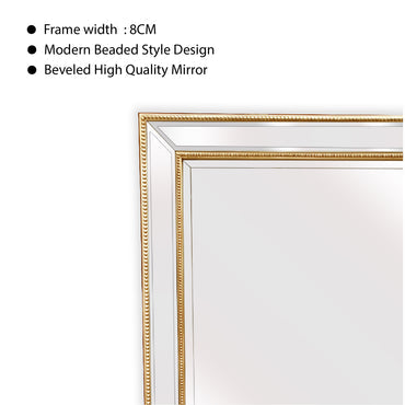 Gold Beaded Framed Mirror - X Large 190cm x 100cm