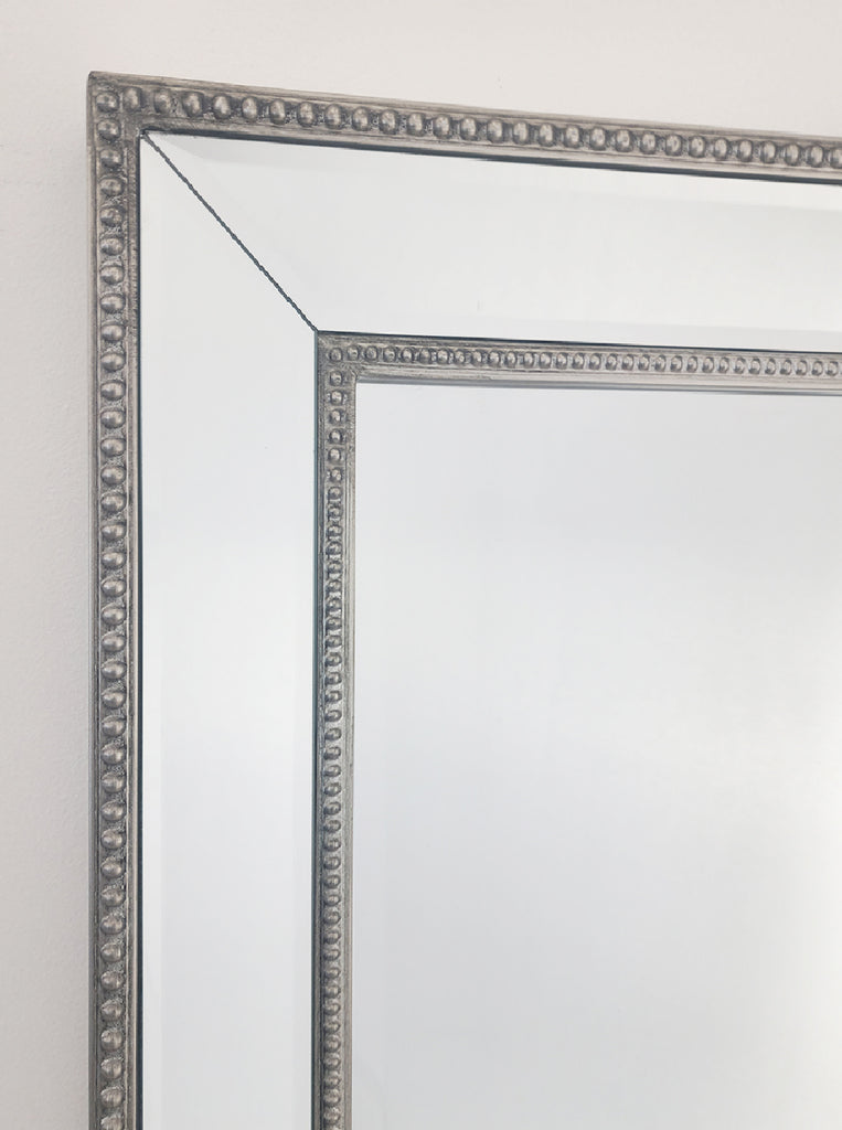 Medium Silver Beaded Framed Mirror - 70cm x 170cm