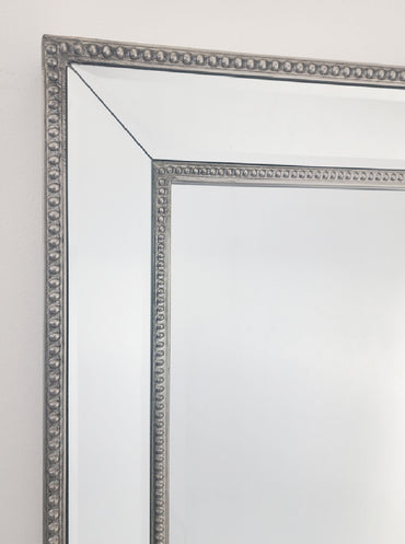 Silver Beaded Framed Mirror - Free Standing 50cm x 170cm