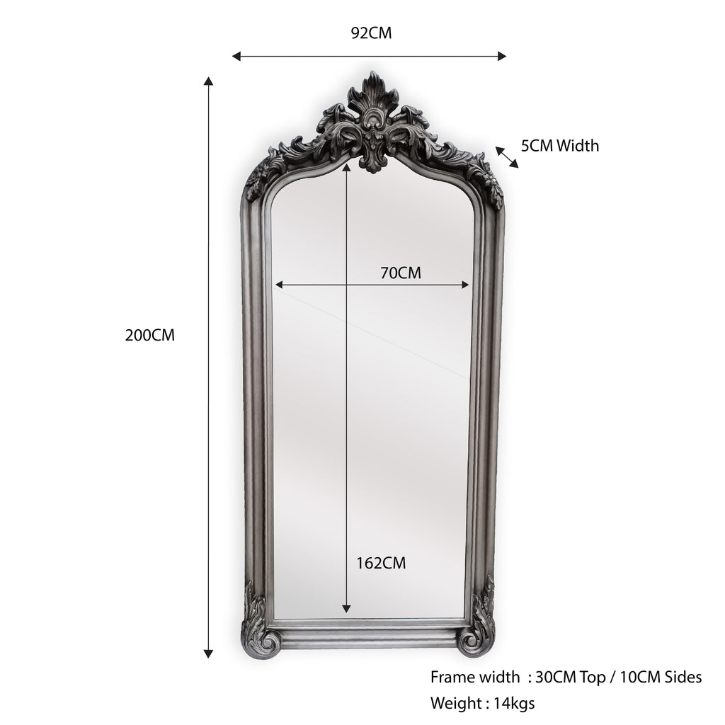 LUX Arch French Provincial Ornate Mirror - Antique Silver