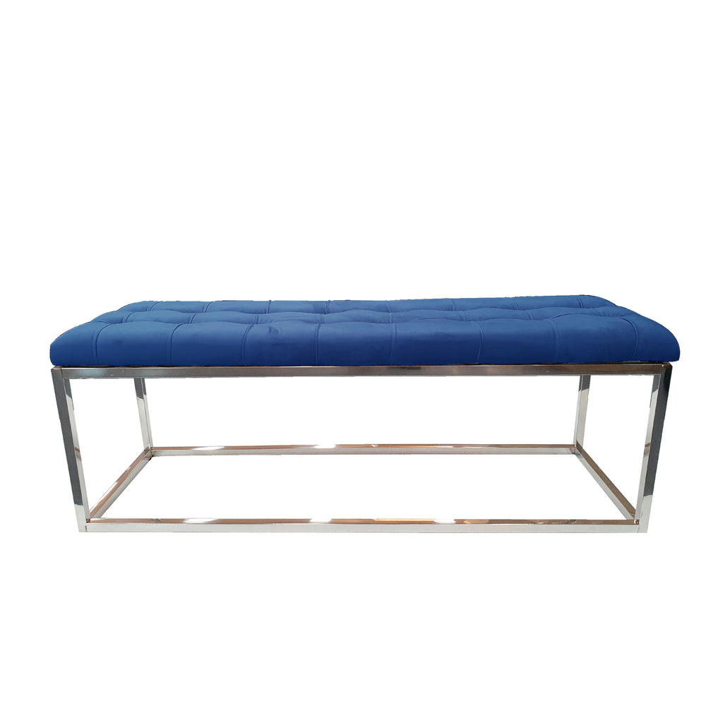 Holly Silver / Blue Ottoman