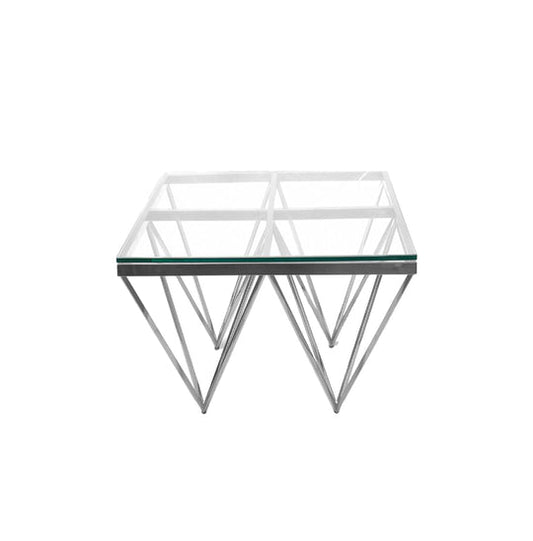 Pinnacle Silver Side Table - Black Glass