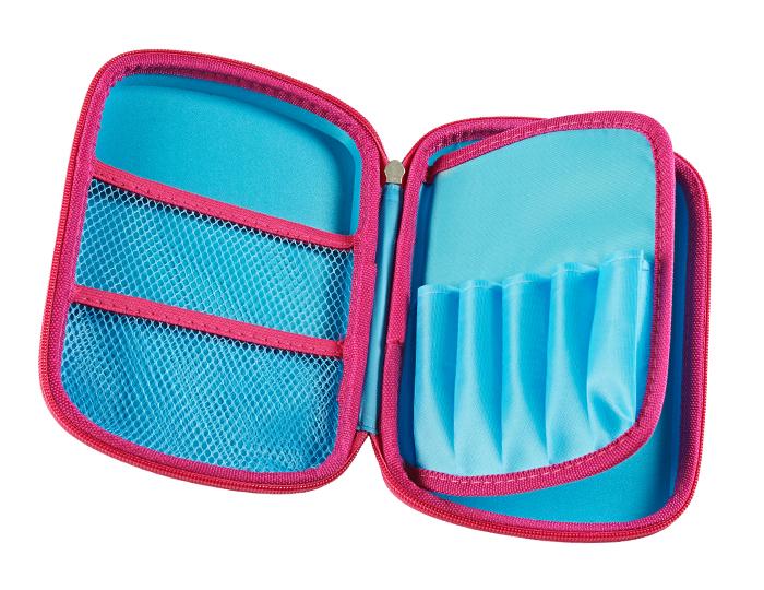 Tinc Two-Colour Hard Top Pencil Case : Blue With Pink Zip