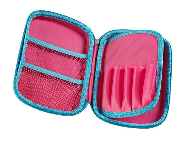 Tinc Two-Colour Hard Top Pencil Case : Pink With Blue Zip