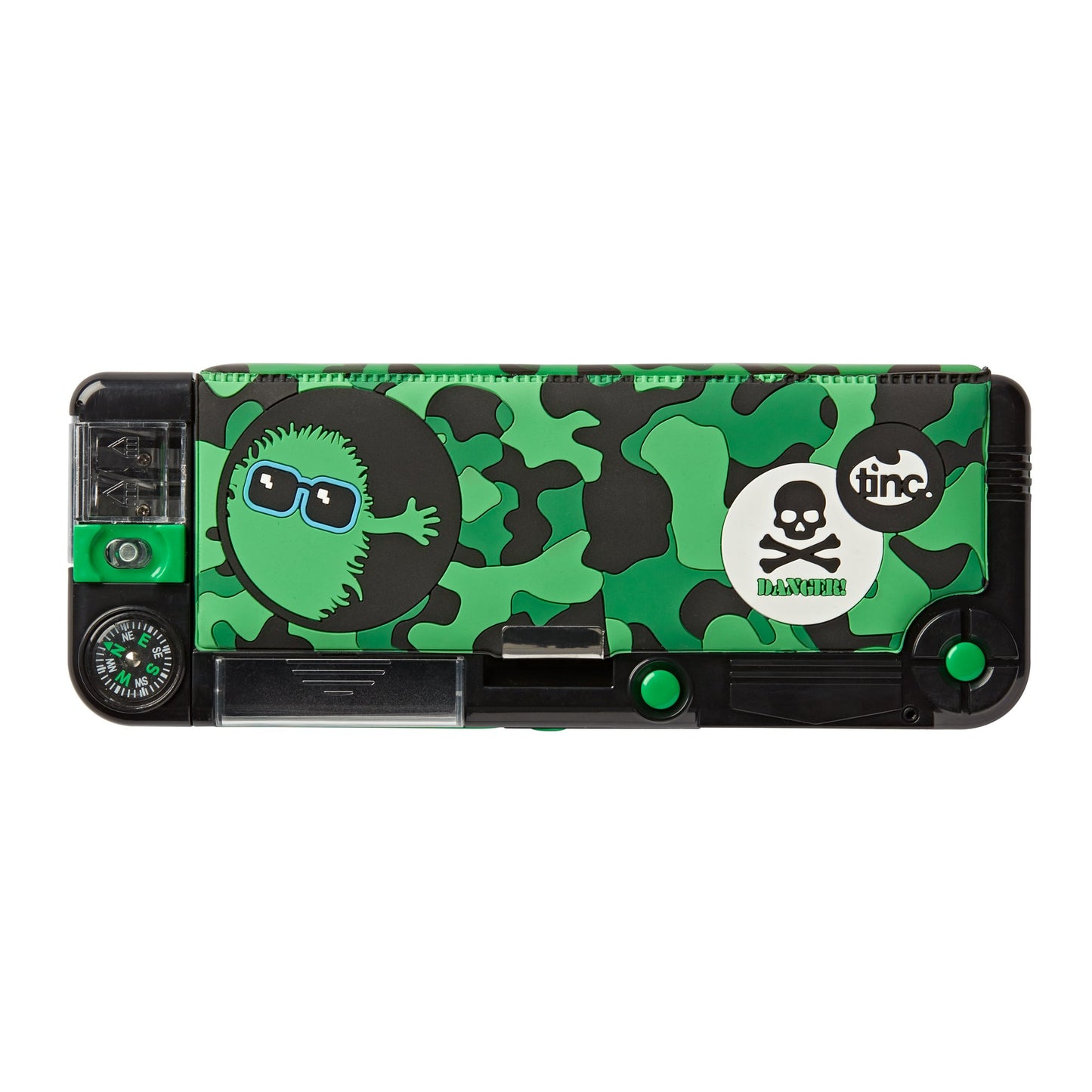 Tinc Hugga Camo Filled Compartment Pencil Case (Green)