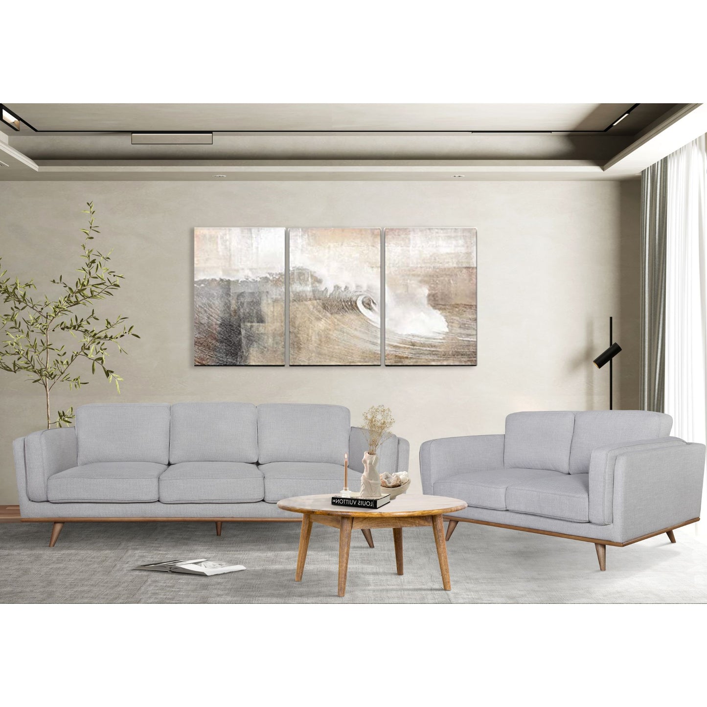 Petalsoft 2 Seater Sofa Fabric Uplholstered Lounge Couch - Grey