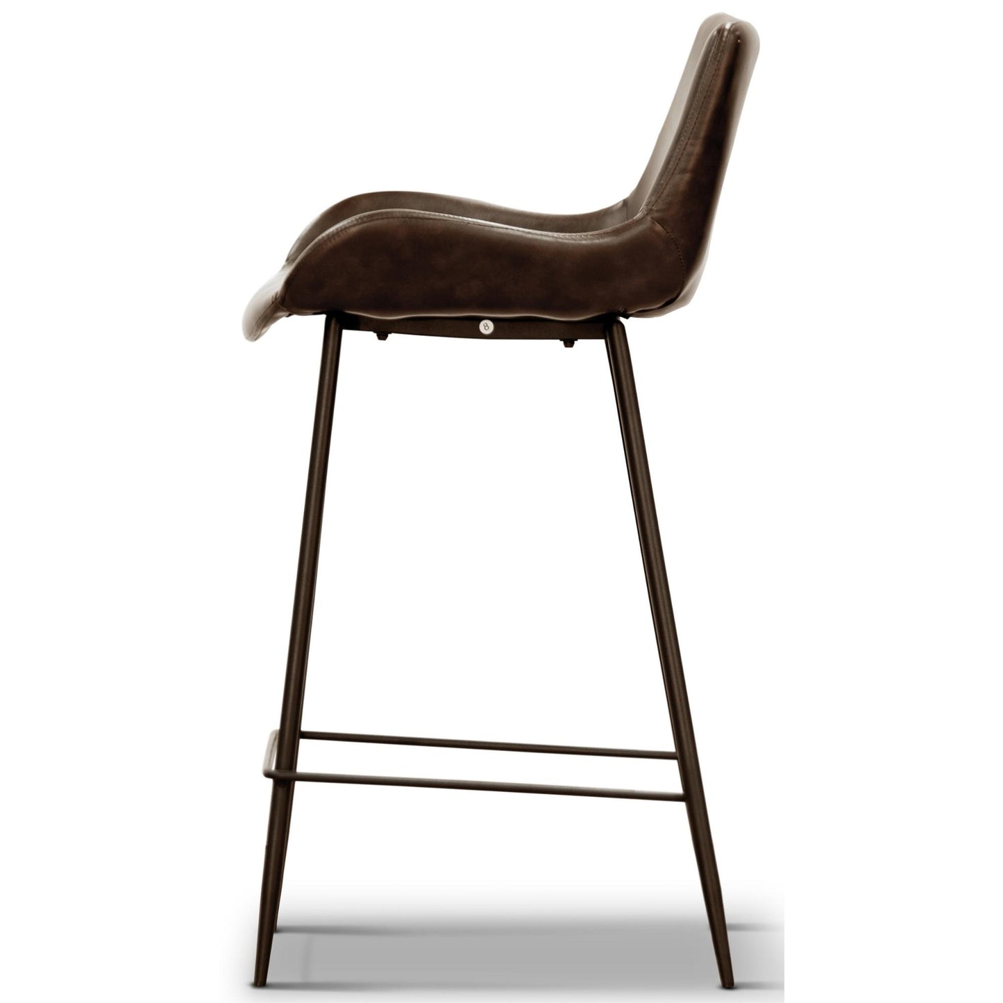 Brando  Set of 2 PU Leather Upholstered Bar Chair Metal Leg Stool - Brown