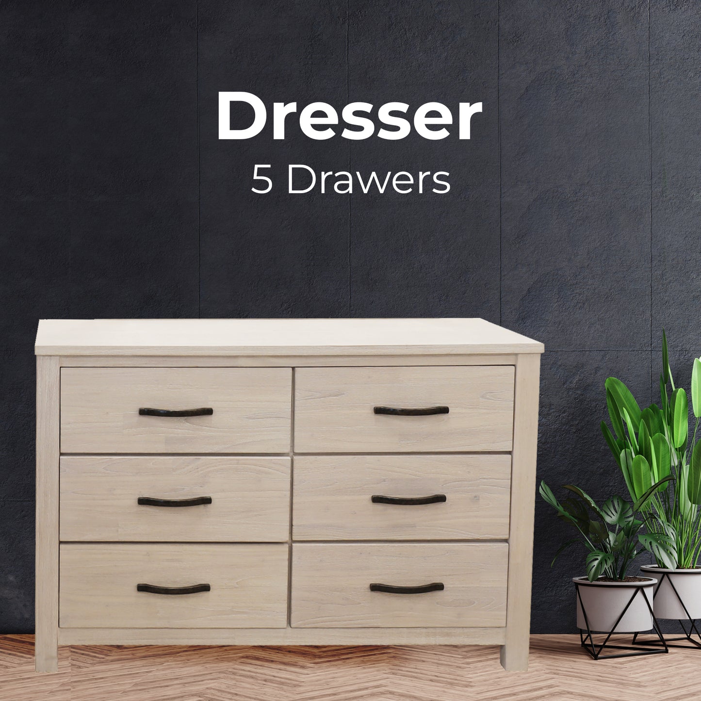 Foxglove Dresser 6 Chest of Drawers Solid Wood Tallboy Storage Cabinet - White