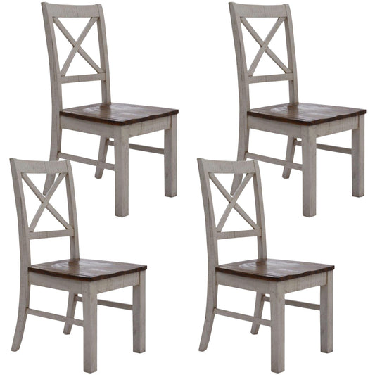 Erica X-Back Dining Chair Set of 4 Solid Acacia Timber Wood Hampton Brown White