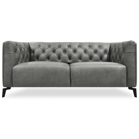 Luxe Genuine Forli Leather Sofa 2.5 Seater Upholstered Lounge Couch - Dark Grey