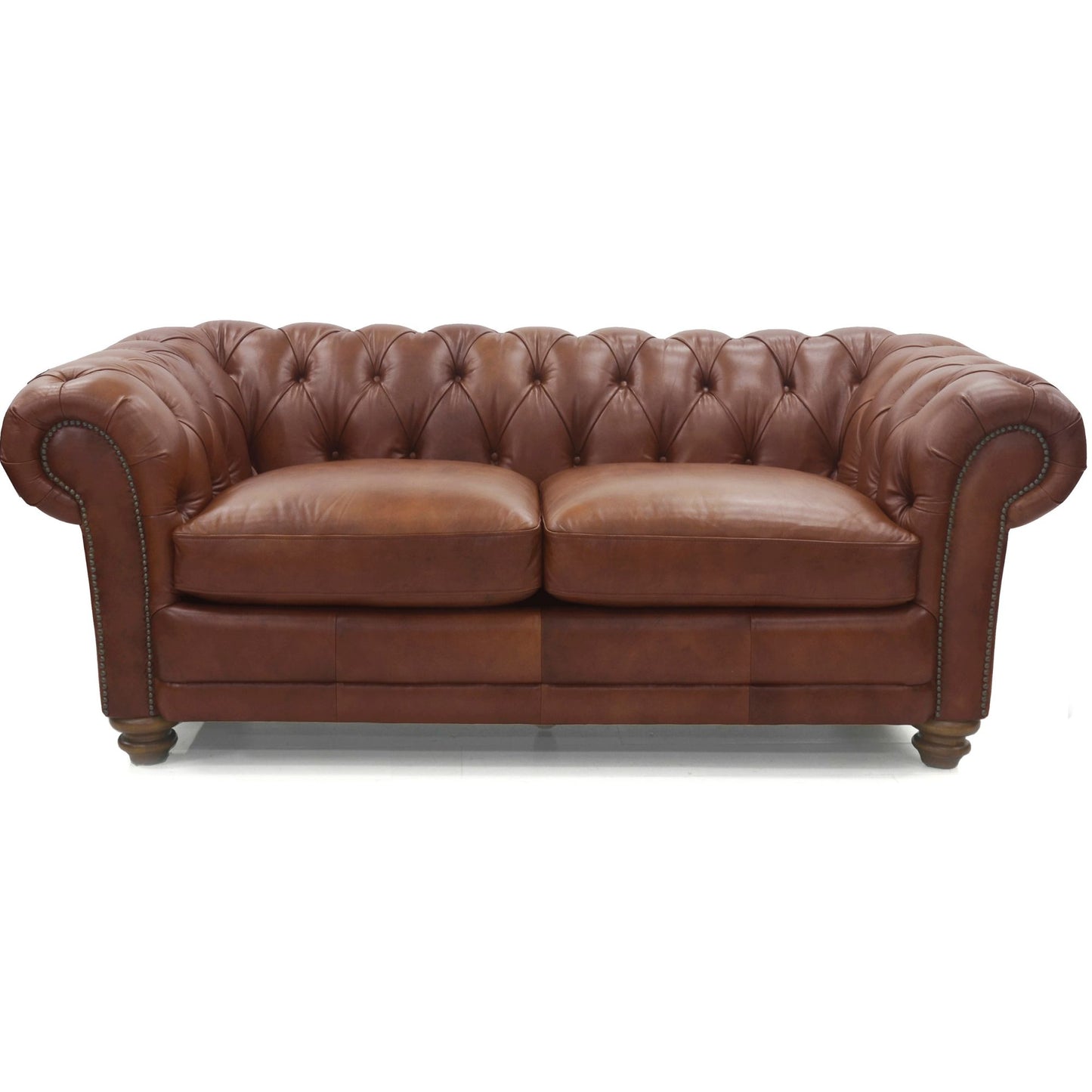 Sonny 2.5 Seater Genuine Leather Sofa Chestfield Lounge Couch - Butterscotch