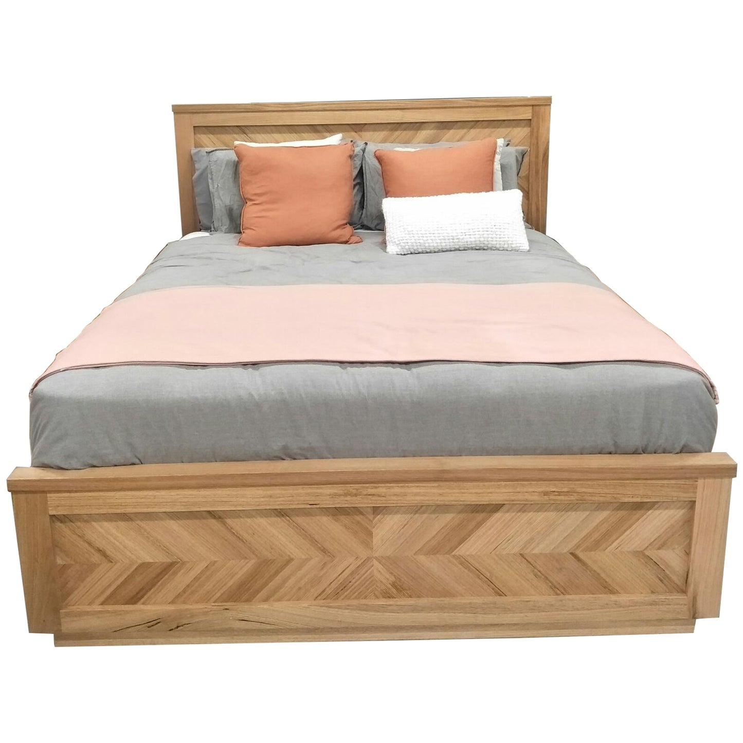 Rosemallow Queen Size Bed Parquet Solid Messmate Timber Wood Frame Mattress Base