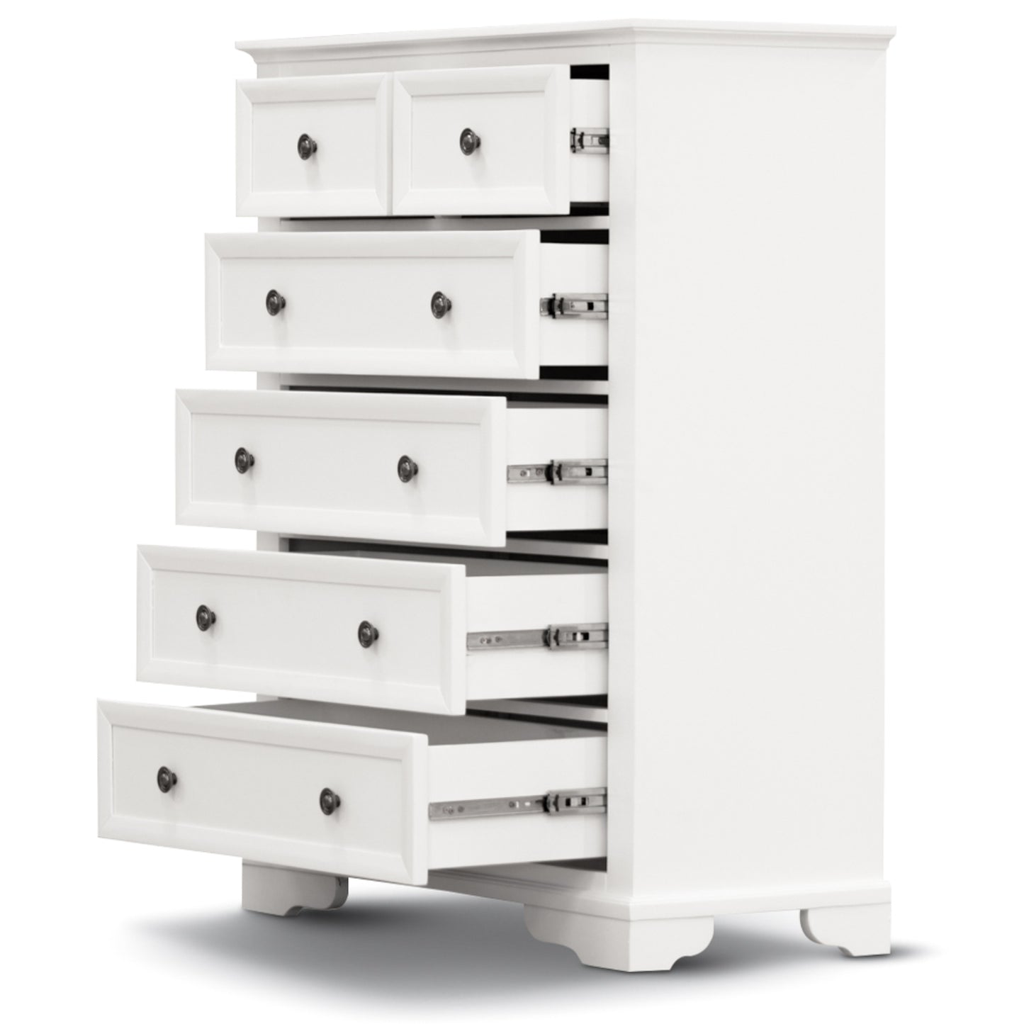 Celosia Tallboy 6 Chest of Drawers Solid Acacia Wood Bed Storage Cabinet - White