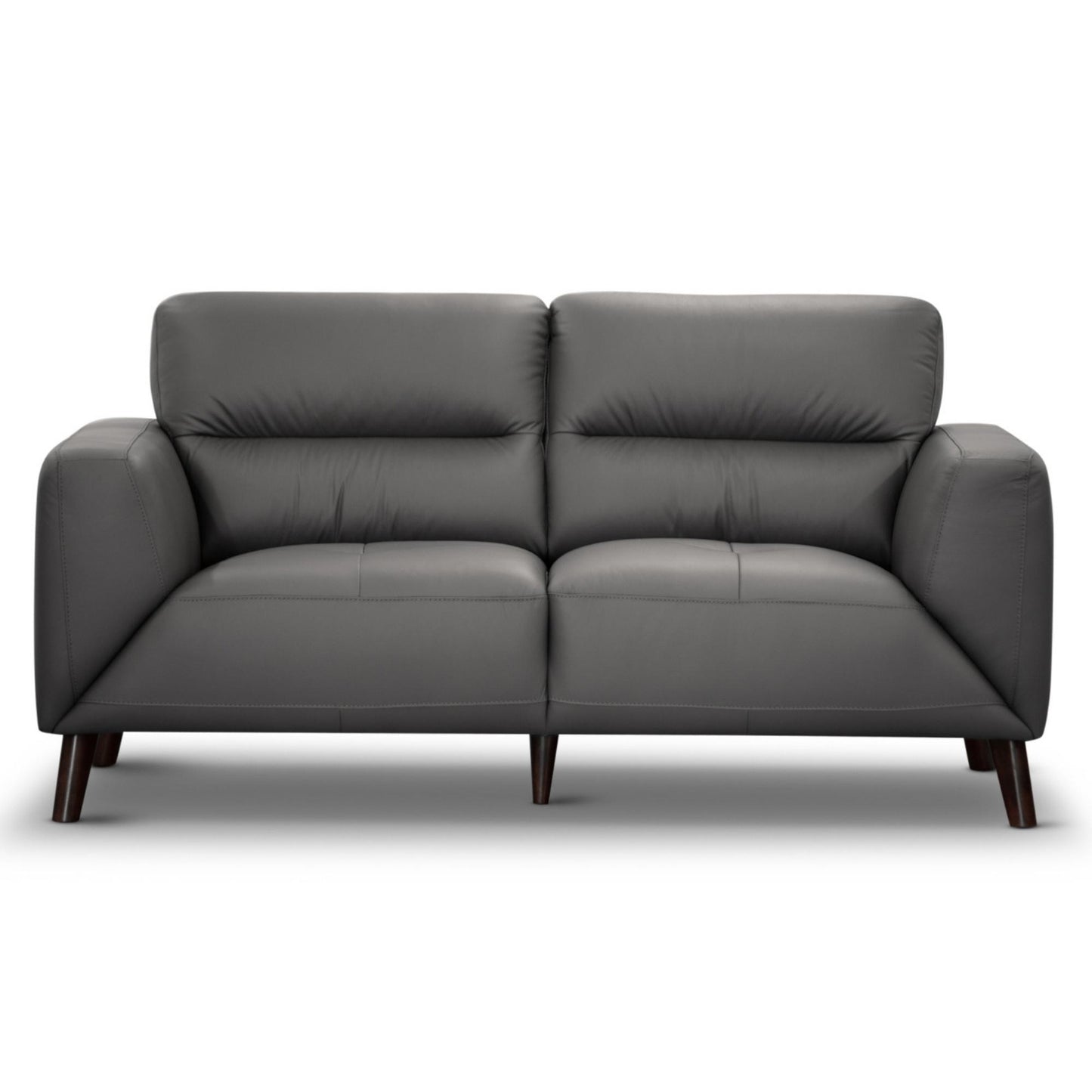 Downy  Genuine Leather Sofa 2 Seater Upholstered Lounge Couch - Gunmetal