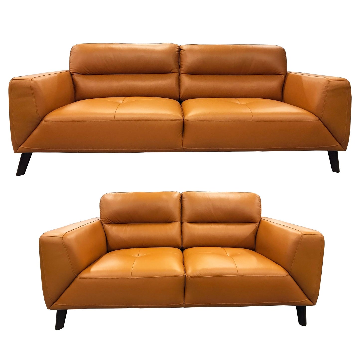 Downy  Genuine Leather Sofa Set 3 + 2 Seater Upholstered Lounge Couch Tangerine