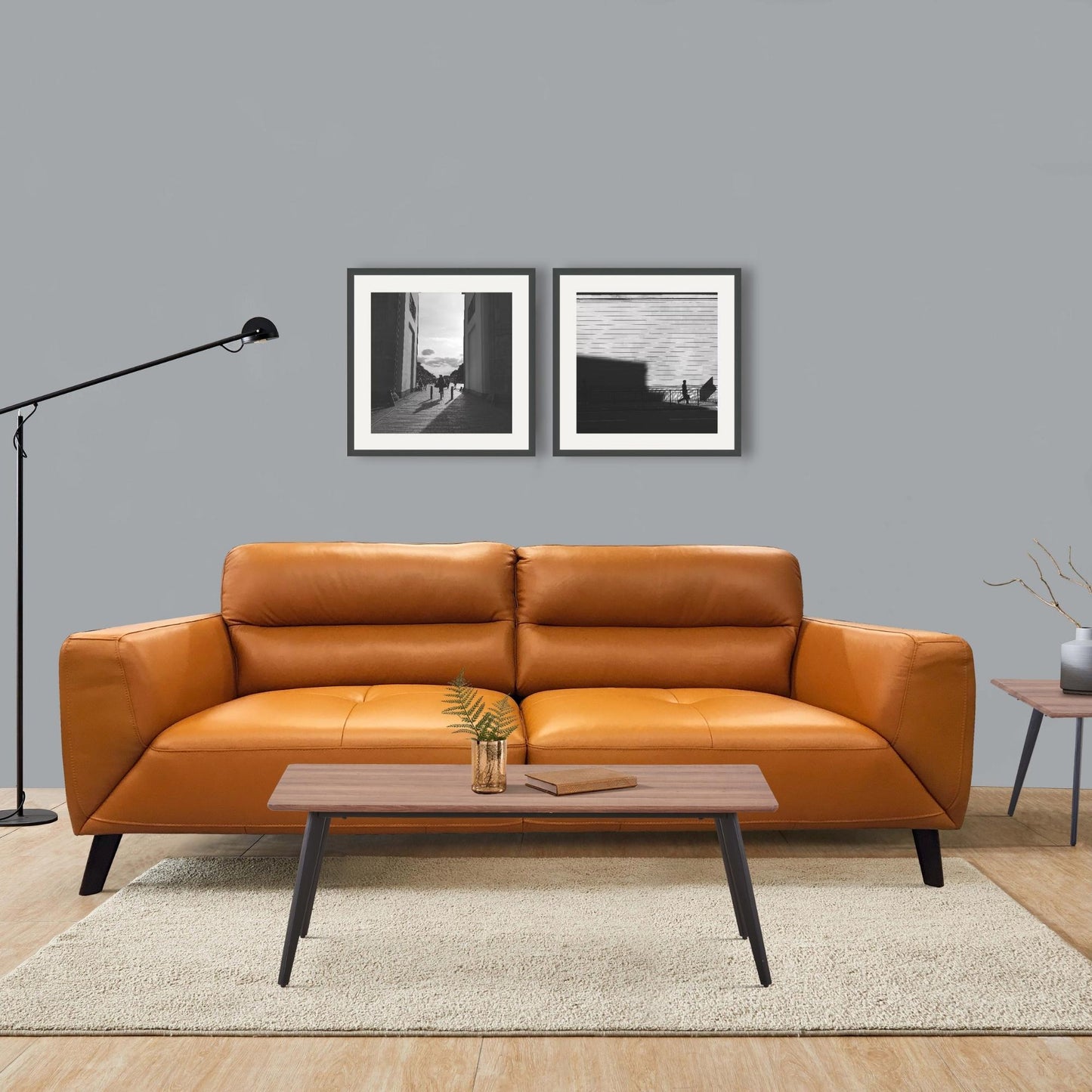 Downy  Genuine Leather Sofa Set 3 + 2 Seater Upholstered Lounge Couch Tangerine