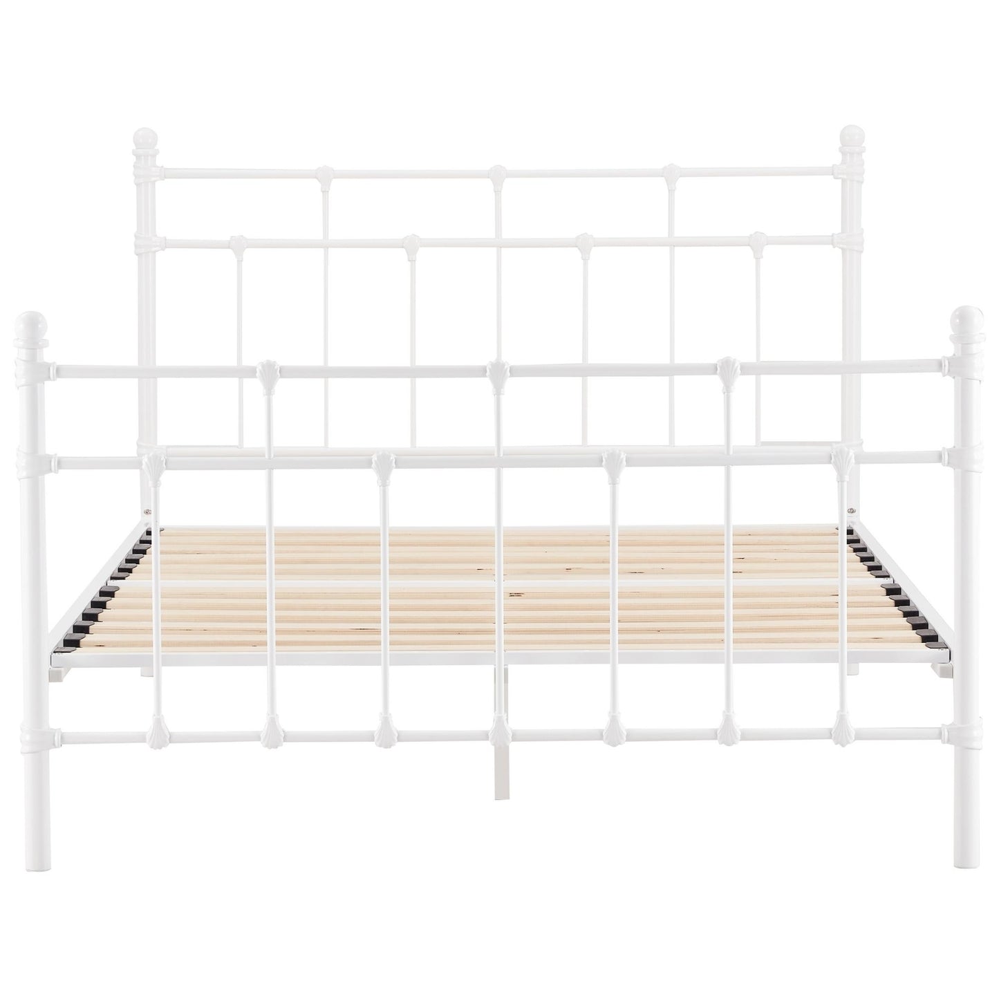 Gracy Double Bed Size Metal Frame Platform Mattress Base - White