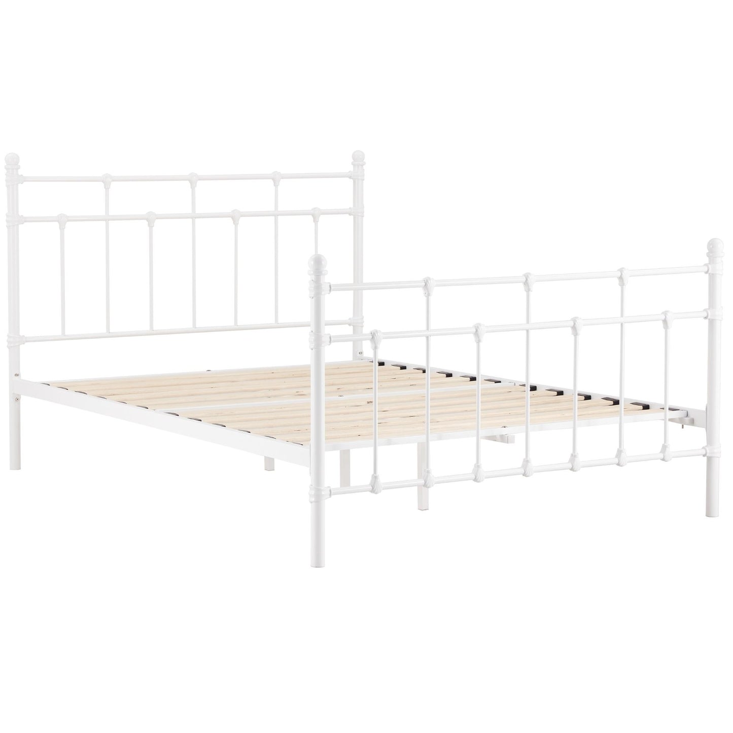 Gracy Double Bed Size Metal Frame Platform Mattress Base - White