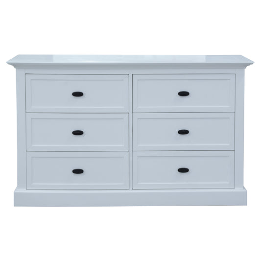 Beechworth Dresser 6 Chest of Drawers Pine Wood Storage Cabinet Hampton - White