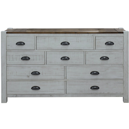 Erica Dresser 10 Chest of Drawers Solid Acacia Timber Wood Cabinet Brown White