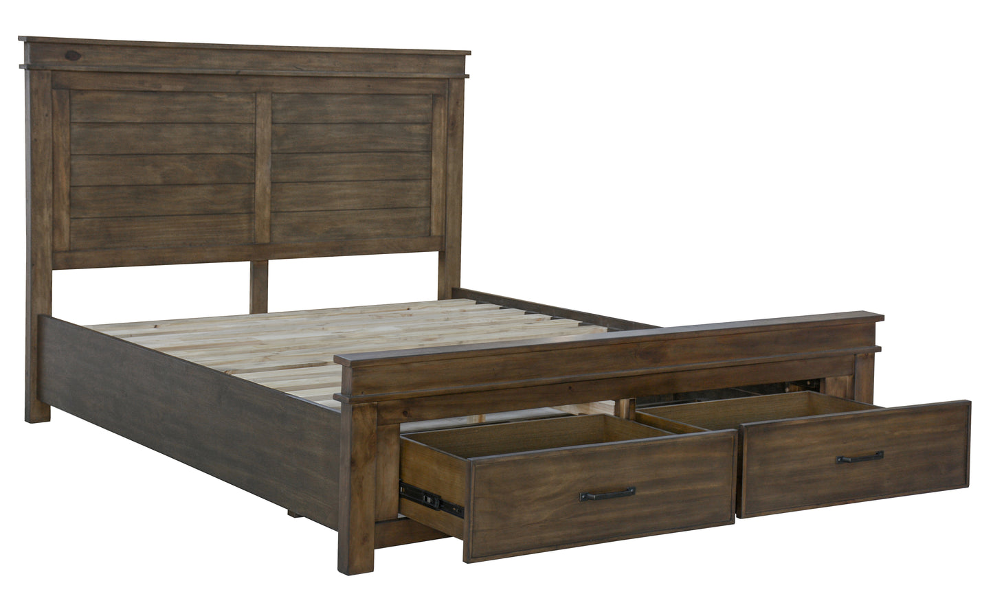 Lily 4pc Queen Bed Suite Bedside Tallboy Bedroom Furniture Package - Rustic Grey