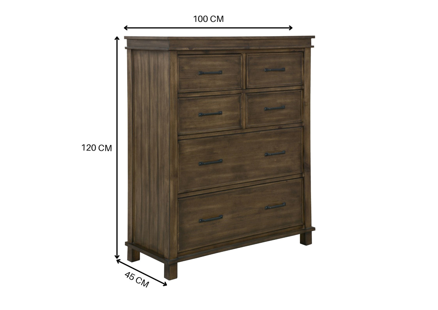 Lily 4pc Queen Bed Suite Bedside Tallboy Bedroom Furniture Package - Rustic Grey