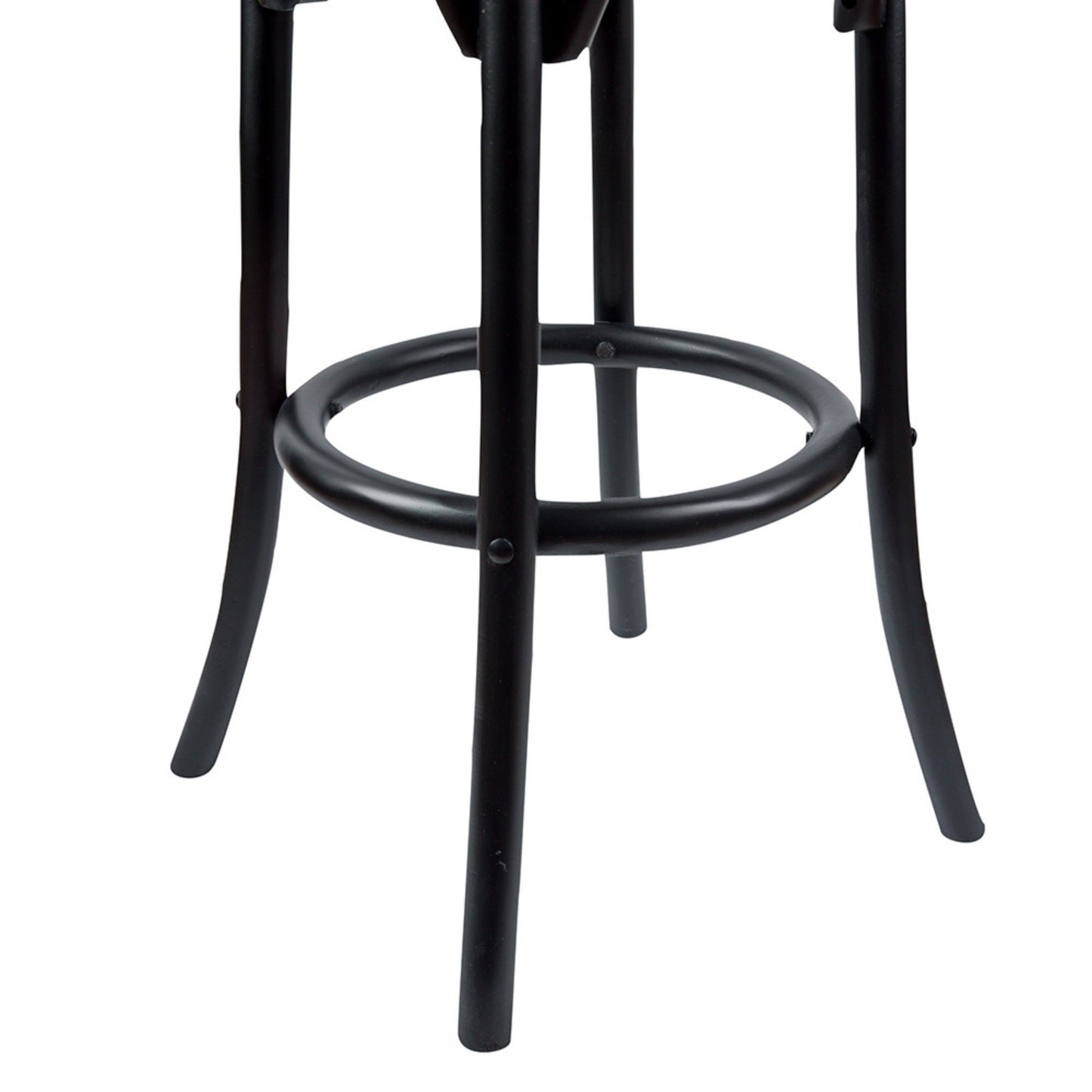 Aster 2pc Round Bar Stools Dining Stool Chair Solid Birch Wood Rattan Seat Black