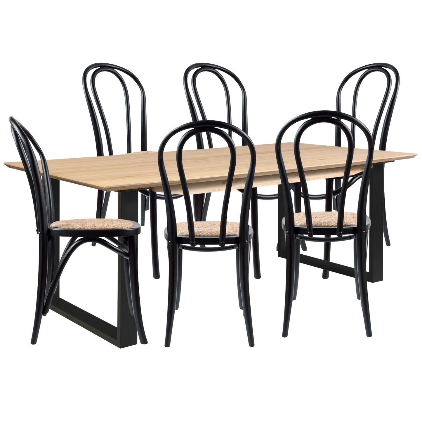 Aconite 7pc 180cm Dining Table Set 6 Arched Back Chair Solid Messmate Timber