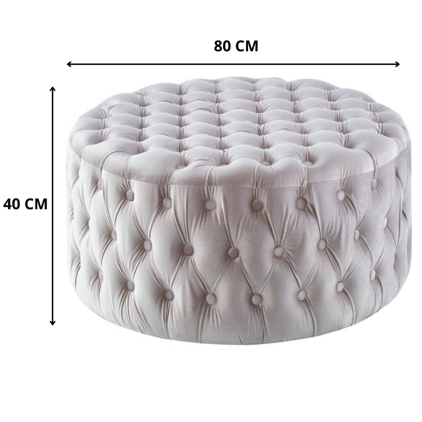 Cosmos Tufted Velvet Fabric Round Ottoman Footstools - Beige