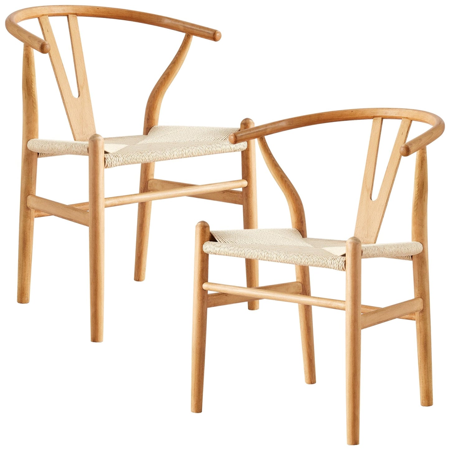 Anemone  Set of 2 Wishbone Dining Chair Beech Timber Replica Hans Wenger Natural