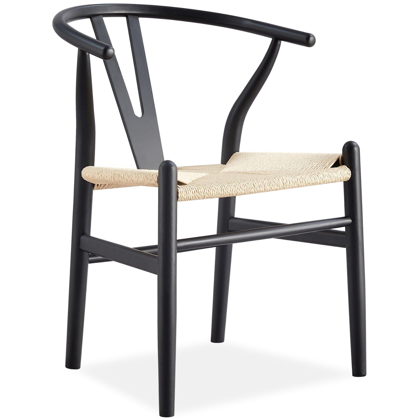 Anemone  Set of 4 Wishbone Dining Chair Beech Timber Replica Hans Wenger - Black