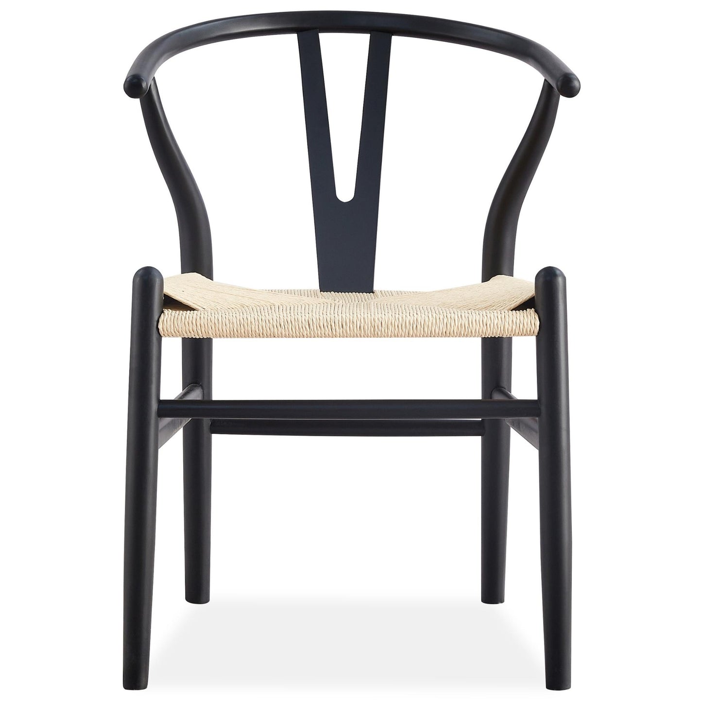 Anemone  Set of 4 Wishbone Dining Chair Beech Timber Replica Hans Wenger - Black