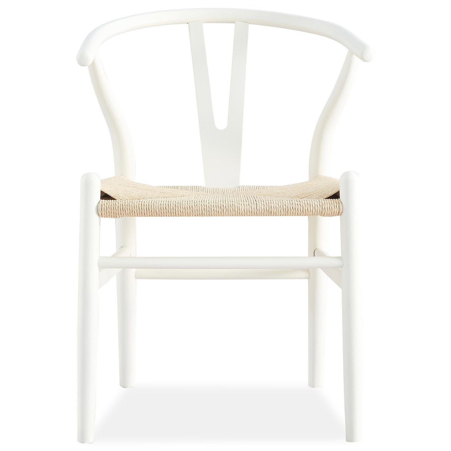 Anemone  Set of 4 Wishbone Dining Chair Beech Timber Replica Hans Wenger - White