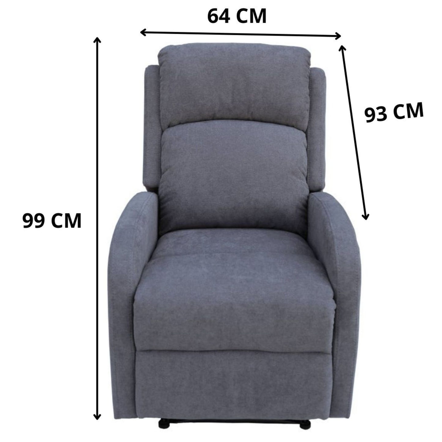 Maxcomfy Fabric Manual Recliner Lounge Arm Chair - Mid Grey