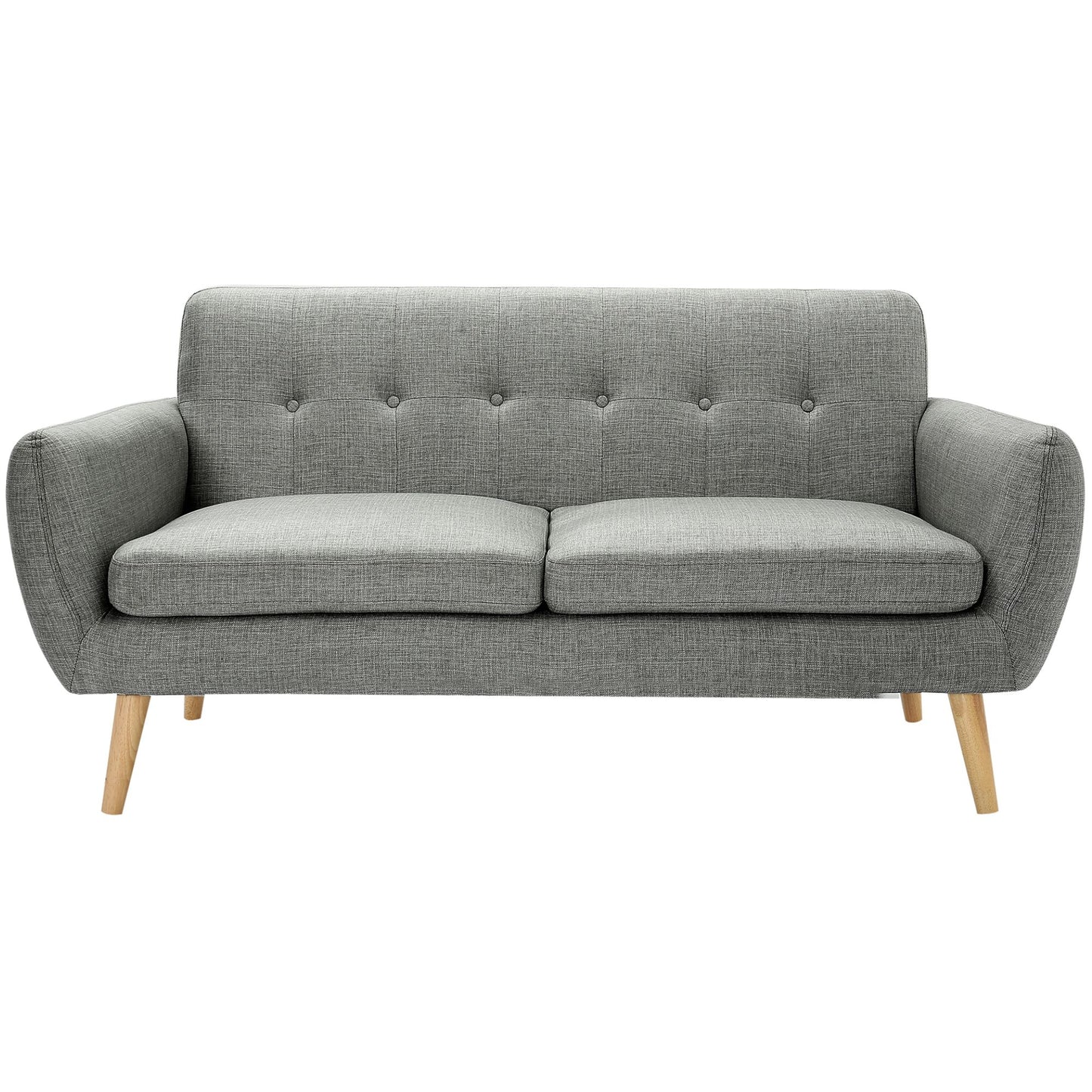 Dane 3 Seater Fabric Upholstered Sofa Lounge Couch - Mid Grey