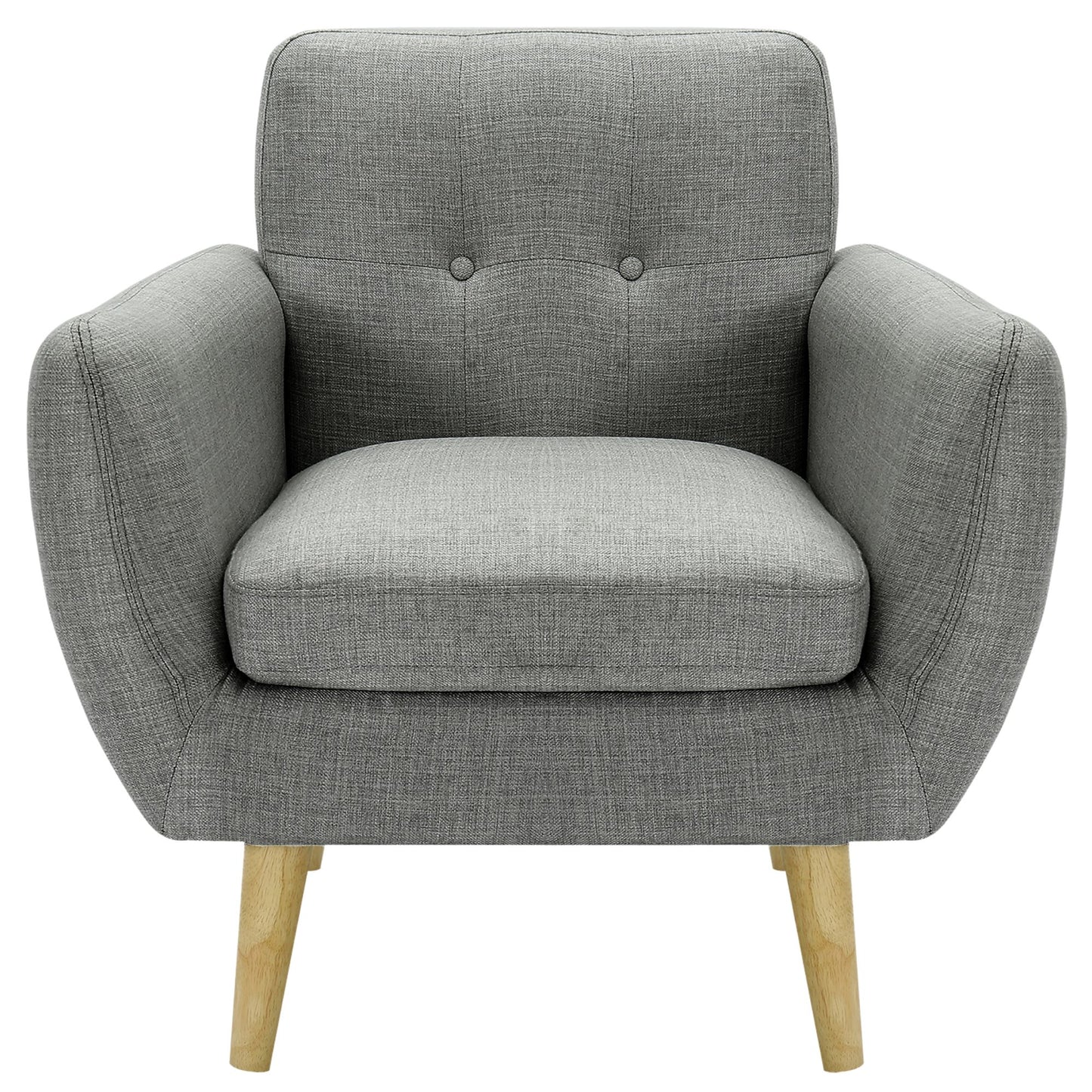 Dane Single Seater Fabric Upholstered Sofa Armchair Set of 2 - Mid Grey