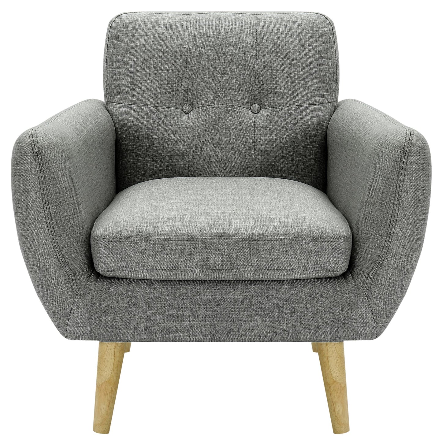 Dane Single Seater Fabric Upholstered Sofa Armchair Lounge Couch - Mid Grey