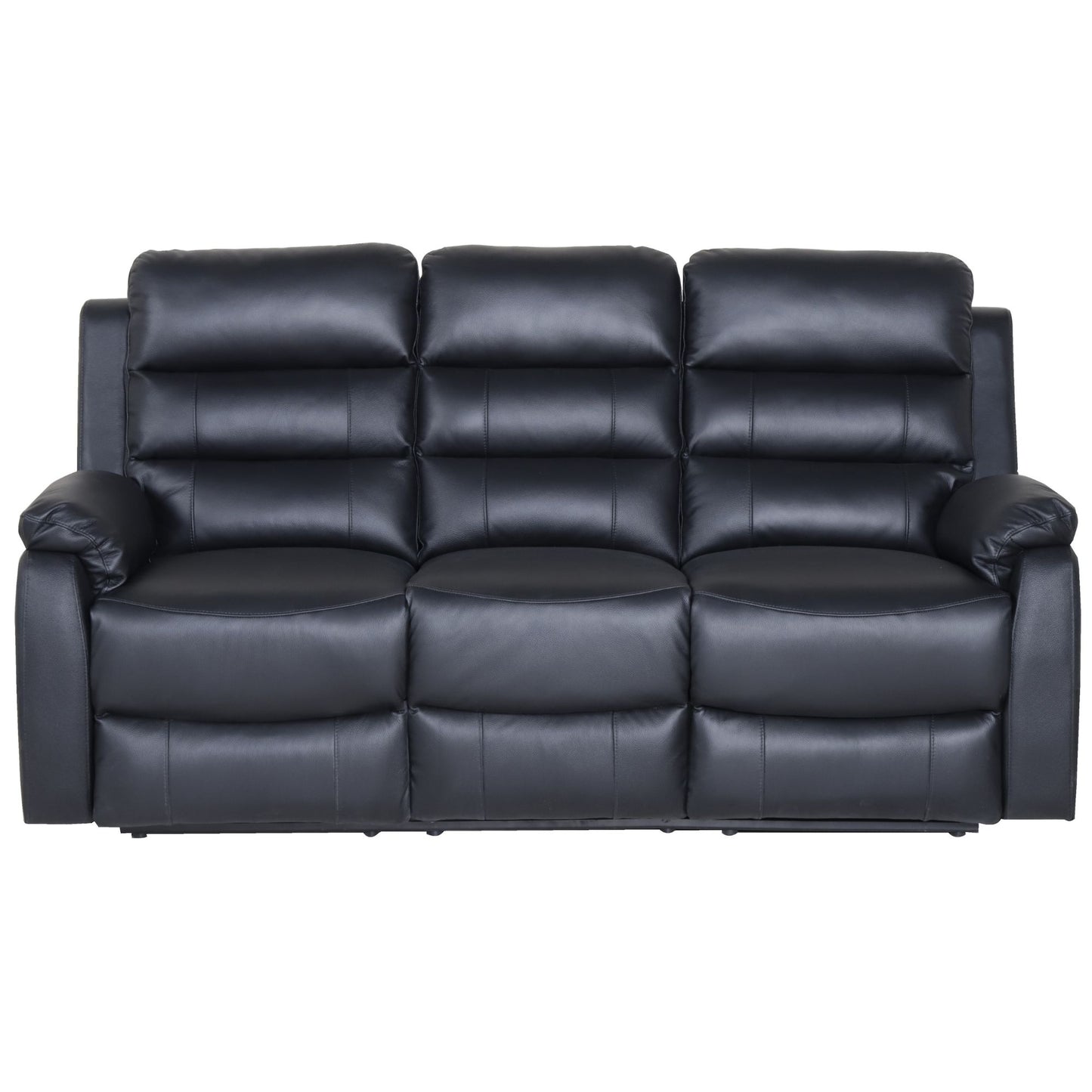 Royal 3pc 5 Seater Leather Electric Recliner Home Theatre Sofa Lounge Set Black