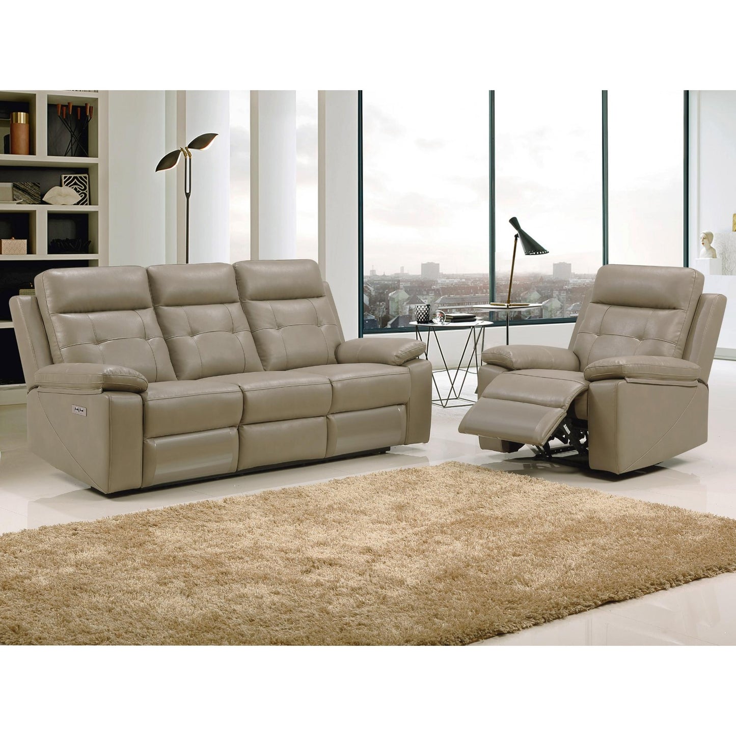 Kingsman 2 Seater Electric Recliner Sofa Genuine Leather Home Theater Lounge