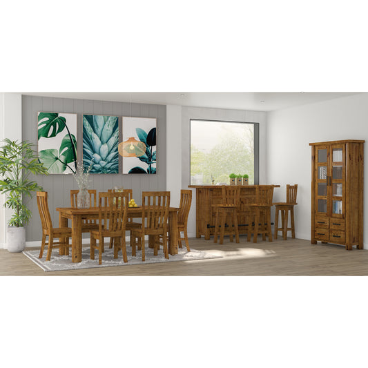 Teasel 7pc Dining Set 180cm Table 6 Chair Solid Pine Wood Timber - Rustic Oak