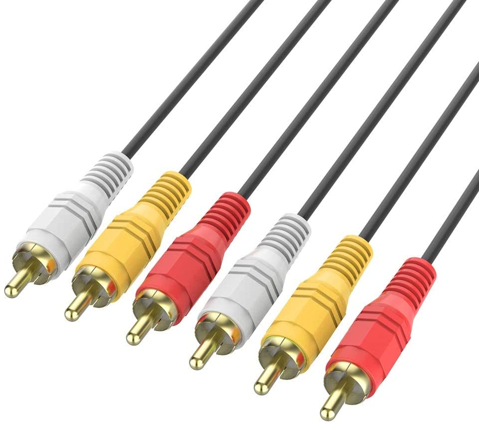 1.5M 3 RCA 3RCA L + R + V Composite AV Audio Video Cable Gold Male Plated M/M