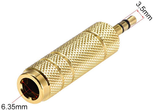 3.5mm male to 6.35mm 1/4" STEREO Female Audio Adapter Converter Gold Plated