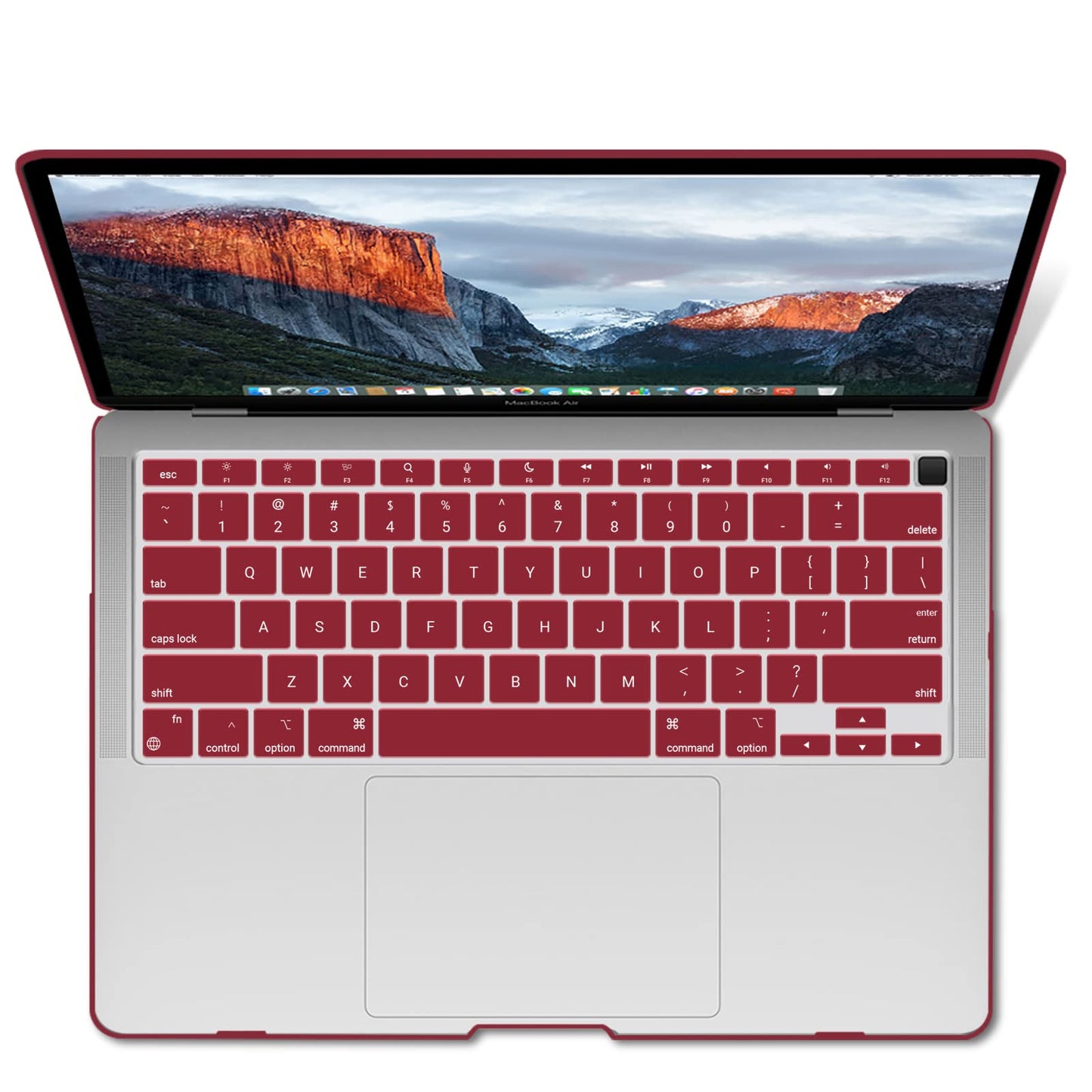 MacBook Air 13 Inch Case 2020 2019 2018, A1932, A2179,A2337 Shell Case Keyboard Cover Wine Red