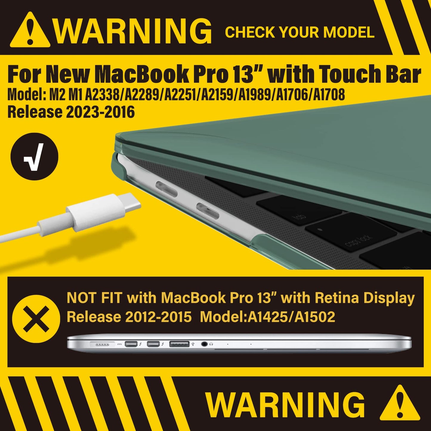 Suitable for  Midnight Green MacBook Pro 13 Inch Case 2016-2023 M1 M2 A2338 A2289 A2251 A2159 Hard Shell Case Keyboard Cover