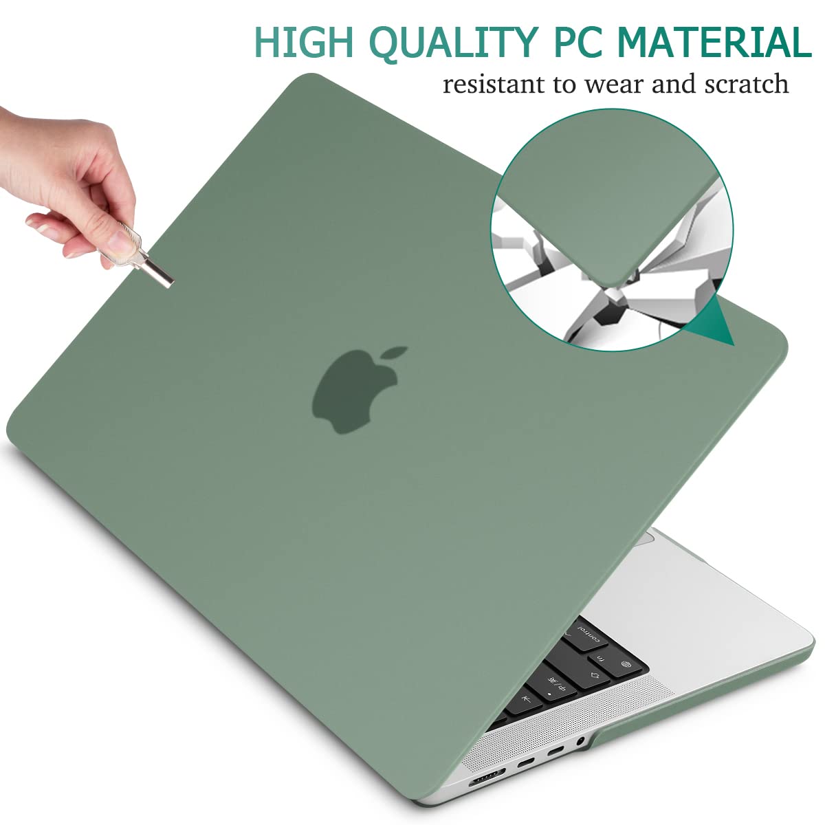 Suitable for  MacBook Pro 14 Max Inch Case 2023 2022 2021 M2 A2779 M1 A2442 Hardshell Case Keyboard Cover Midnight Green