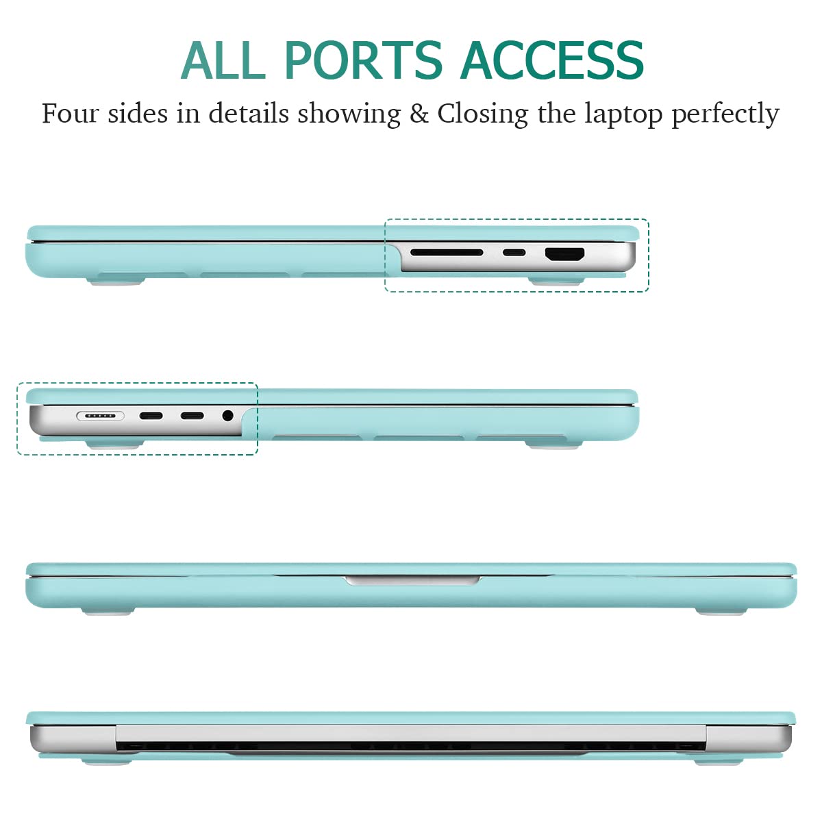 Suitable for  MacBook Pro 14 Max Inch Case 2023 2022 2021 M2 A2779 M1 A2442 Hardshell Case Keyboard Cover Turquoise