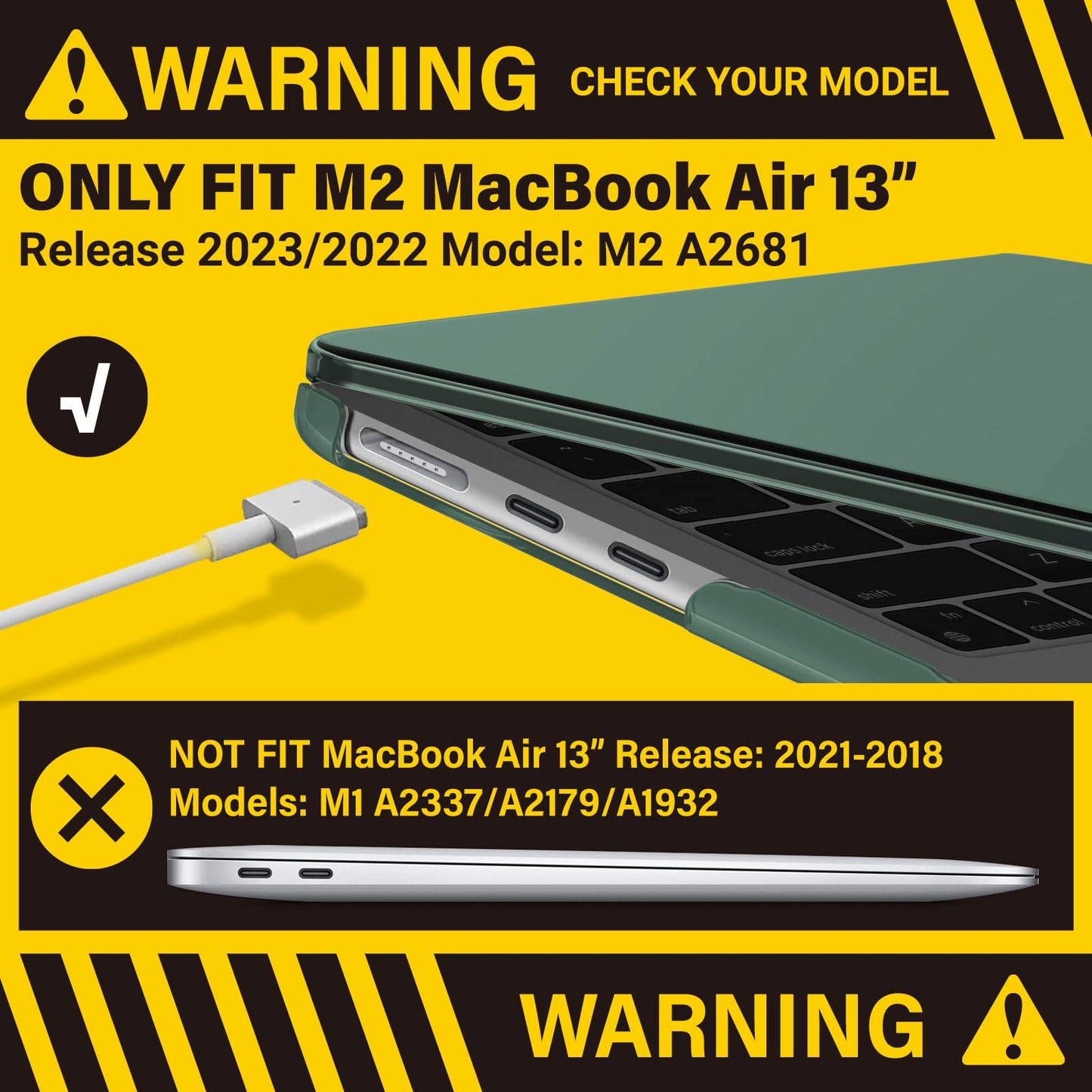 Suitable for  2023 2022 MacBook Air 13 inch case M2 Model A2681 Hard Shell Case Keyboard Cover Midnight Green