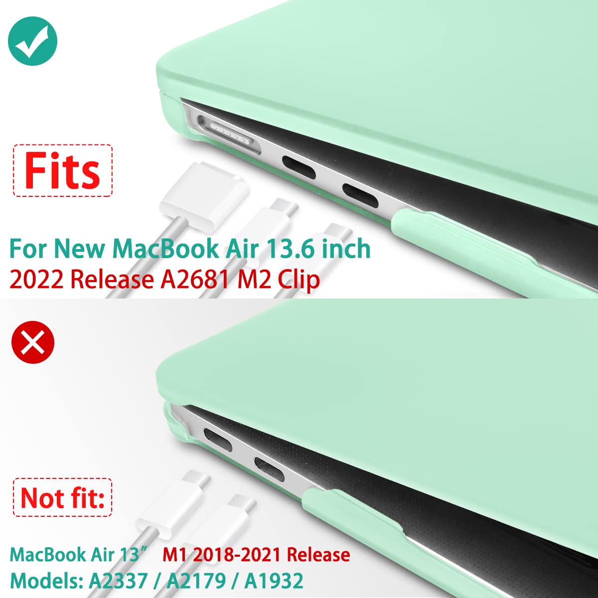 Suitable for  2023 2022 MacBook Air 13 inch case M2 Model A2681 Hard Shell Case Keyboard Cover Green